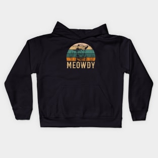 Meowdy Fun Cowboy Cat Lover Country Meme Kids Hoodie